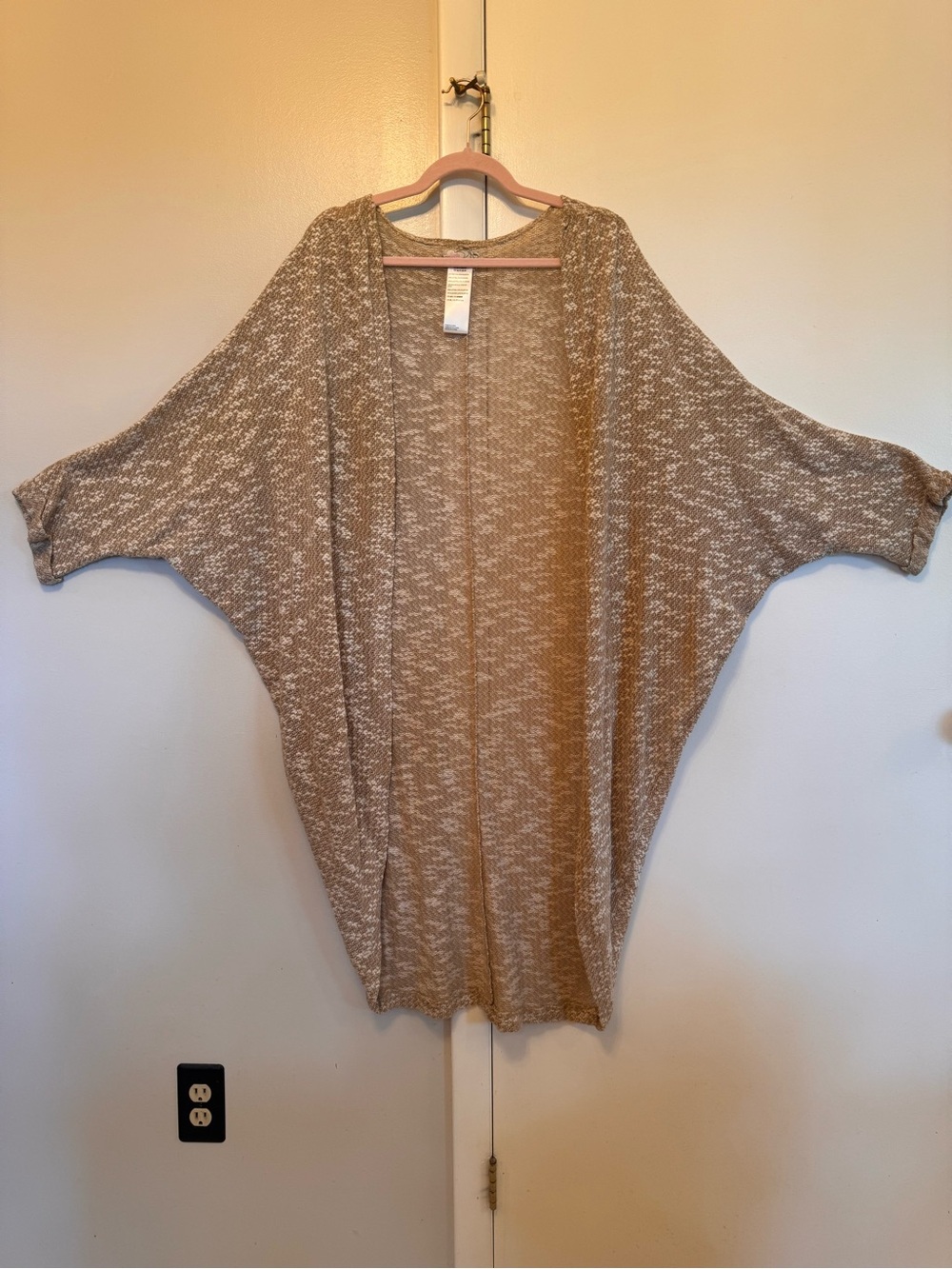 Free People Beige Marled Open-Front Women's Sweater Cocoon Cardigan